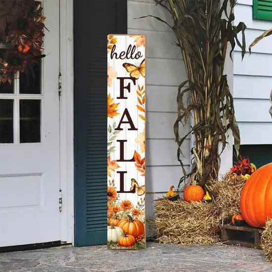 Hello Fall Porch Sign Autumn (Yellow) {1}