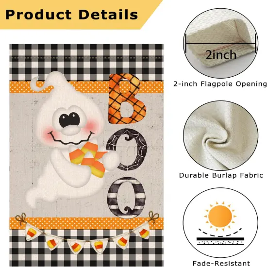 Halloween Ghost Boo Garden Flag 12x18Inch(Gray) {2}