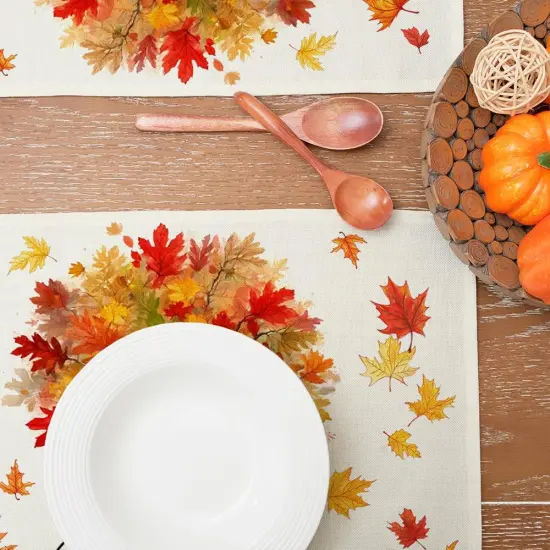 Set of 4 Fall Maple Leaves Placemats - 12x18 Inch (Multicolor) {3}