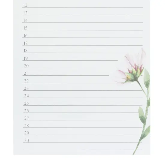 5x10 Monthly and Daily Perpetual Calendar, Spiral Flipping Pages, Floral Design White {5}