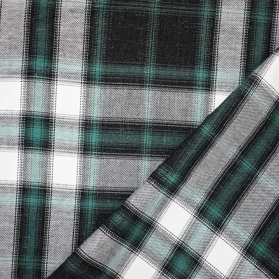 Green-Black-Silver Sparkle Famous Maker Cotton Plaid Twill Woven Fabric By the Yard {2}