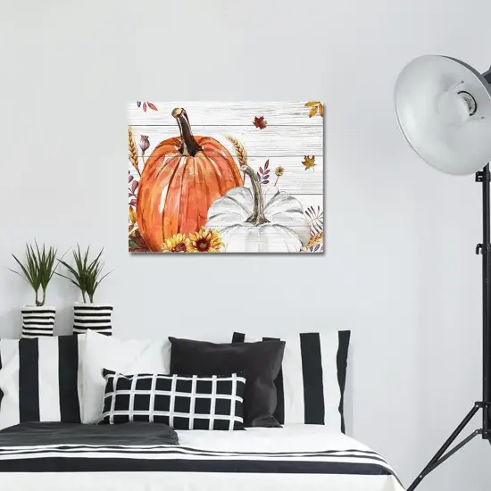 Orange Pumpkin Wood Gain Paint by Numbers Kit - 12" x 16" (with Wooden Frame) {5}