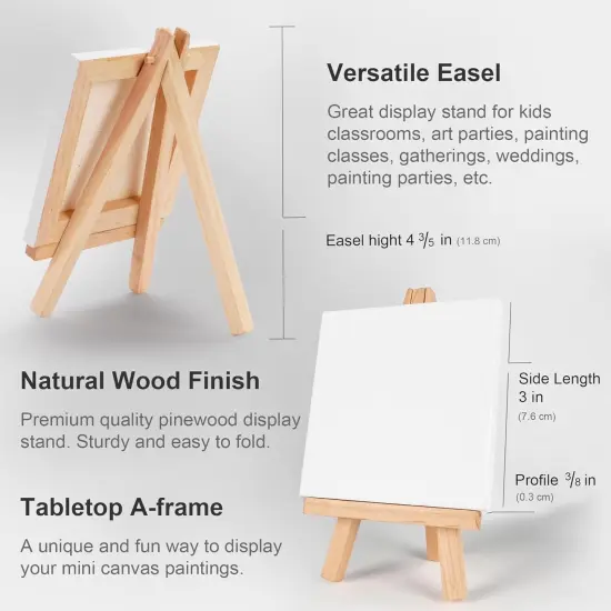 Mini Canvas & Easel Set &ndash; 12 Pack with Display Stands (3"x3" with Easel) {2}