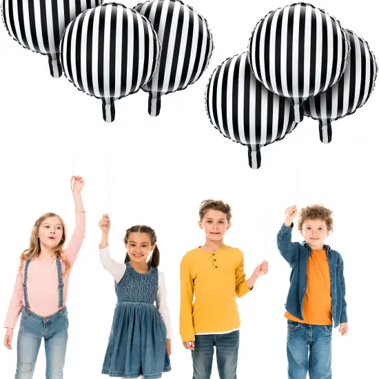 Foil Black Striped Balloons(Black and White) {4}