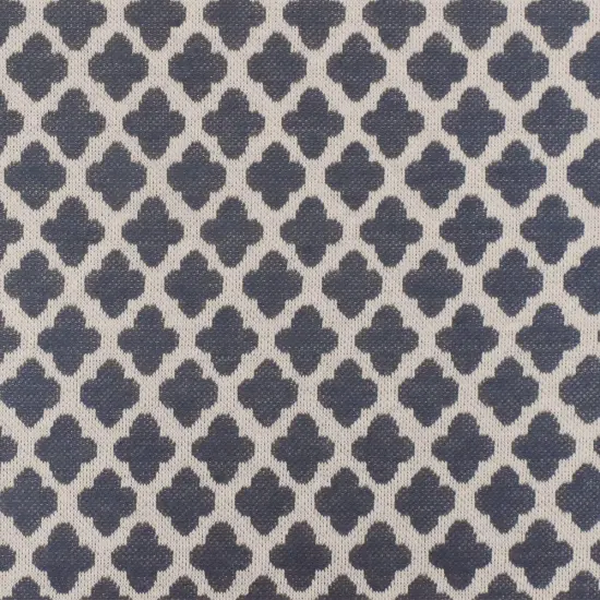 Dusty Blue-Taupe Quatrefoil Poly-Cotton Stretch Double Knit Fabric By the Yard {1}