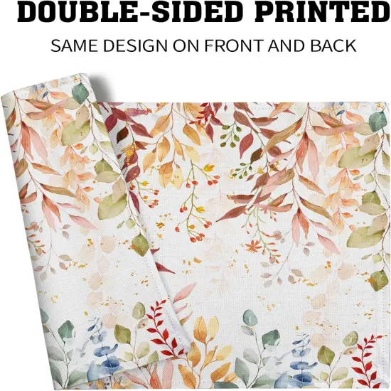 Set of 4 Fall Eucalyptus Leaf Table Placemats - 12x18 Inch {5}