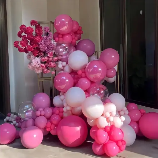 150pcs Hot Pink Balloons Different Sizes Pack (	Hot Pink) {5}