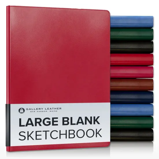 Large Blank Sketchbook by Gallery Leather - 9.75"x7.5" Camden Red {1}