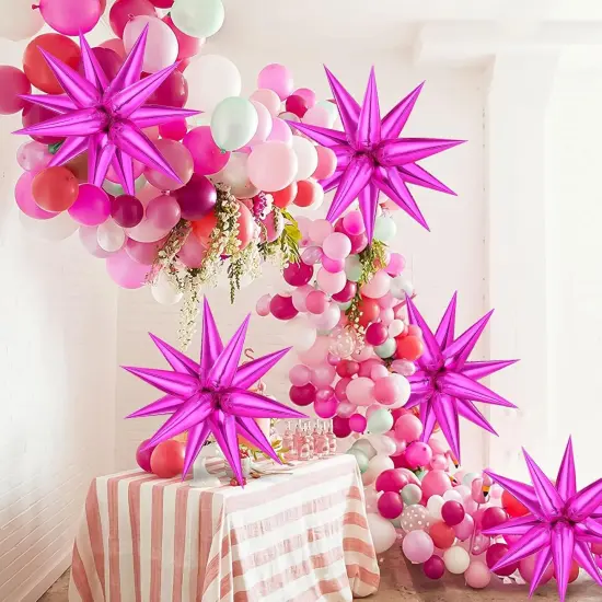 72 PCS Star Foil Balloons(Hot Pink Star Cones, 26 Inch) {3}