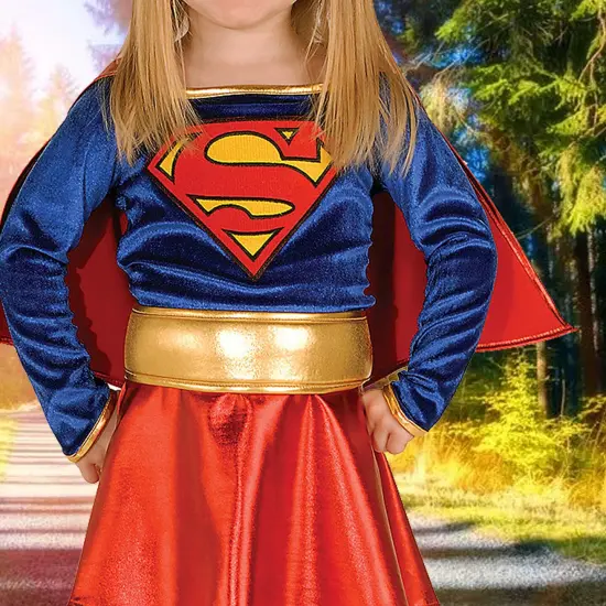 Toddler Deluxe Supergirl Costume with Cape Belt and Boot Covers Included {3}