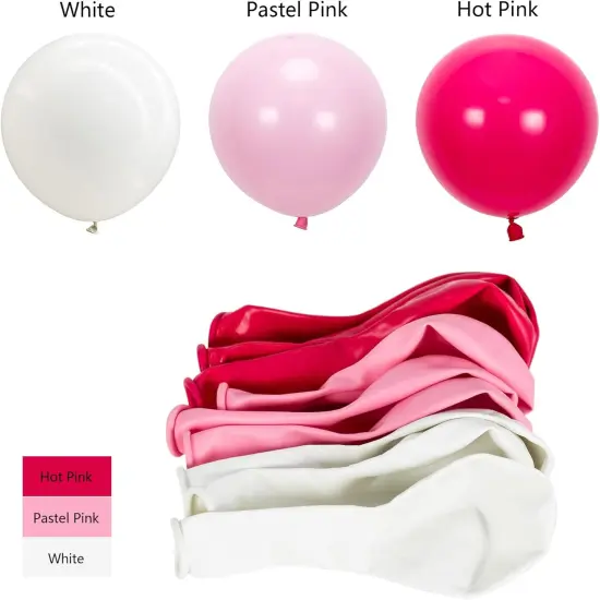 150pcs Hot Pink and White Confetti Balloons (Pink) {3}
