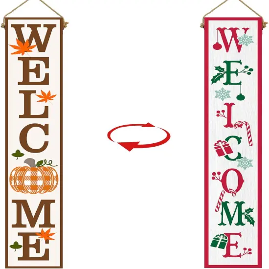 Two Sided Fall Christmas Welcome Sign (Fall) {6}