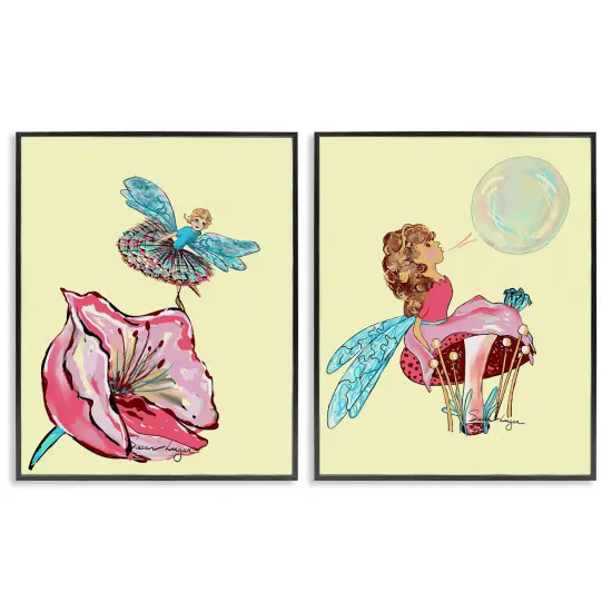 Stupell Industries Magical Ballerina Fairies 2pc Framed Giclee Set, design by Susan Lugar {7}