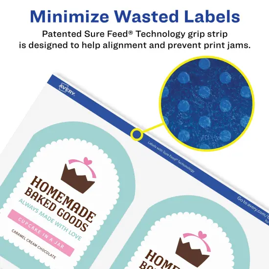 Avery Matte White Removable Arched Labels with Sure Feed Technology, Print-to-the-Edge, 4.75" x 3.5" {4}