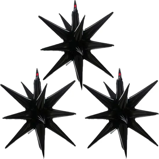 3 Pcs Black Explosion Star Foil Balloons {1}