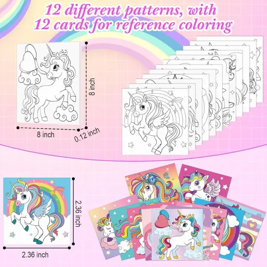 12 Pcs Pre Drawn Canvas to Paint - 8 x 8 Inch (Unicorn) {2}
