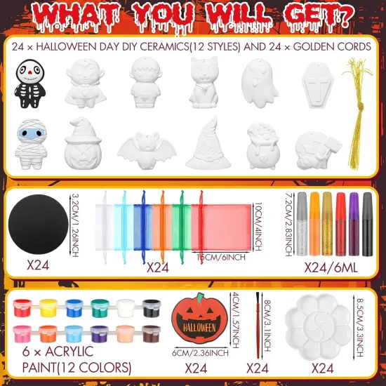24 Sets Halloween Ceramics Painting Kits (Pumpkin) {3}