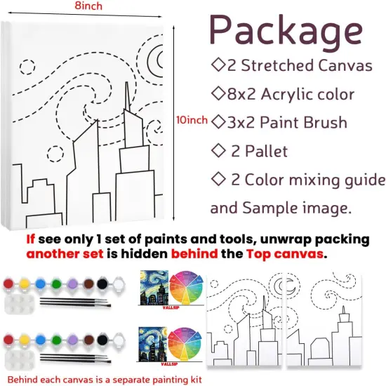 2 Pack Paint and Sip Canvas Painting Kit - 8x10 (Night City) {5}