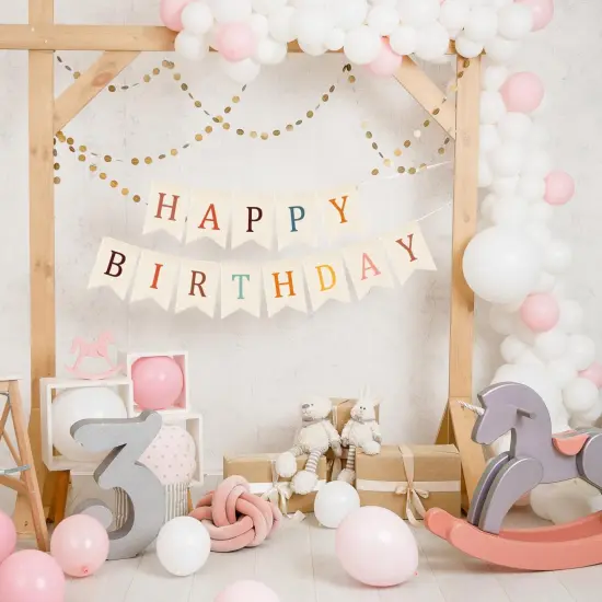 Happy Birthday Burlap Banner (white) {2}