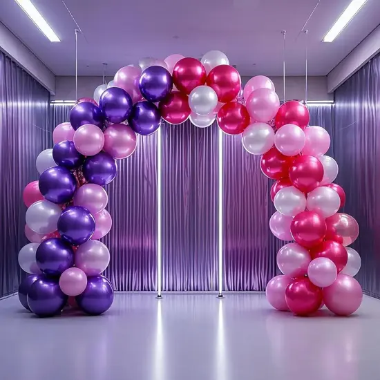 50Pcs Pink & Purple Balloon Set (Pink Purle-heart) {5}