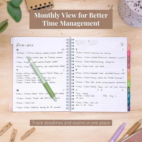 Rileys Academic Planner 2025-2026, Daily, Weekly & Monthly Planner, July 2025 - June 2026, Student Notes Pages, Twin-Wire Binding, Weekly Agenda for School & Work (8 x 6-Inches, Green, Typographic) {4}