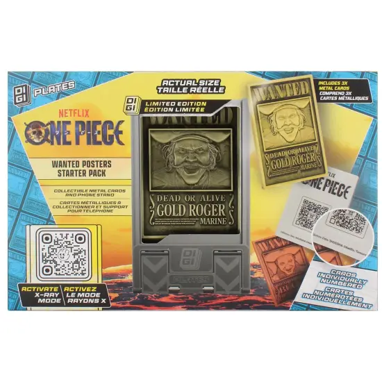 Exquisite Gaming: Digiplate Starter Pack - One Piece: Wanted Posters - 3 Collectible Metal Cards & Phone Stand, Copper-Gold-Silver Plates, Netflix {1}