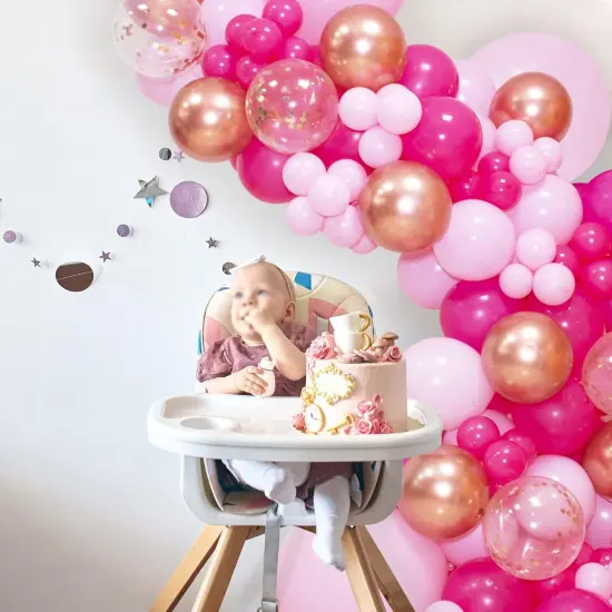 Pink Balloon Arch Garland Kit142 Pcs (Hot Pink Rose Gold) {6}