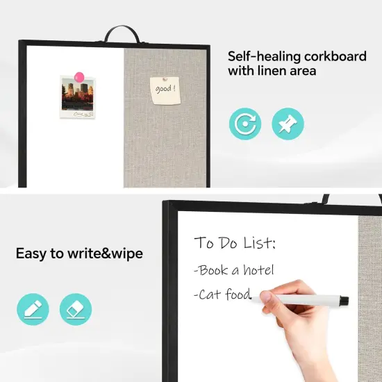 White Board Linen Bulletin Board Combo, 16"x12(Gray-combo) {4}