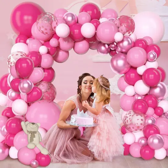 153pcs Pink Balloon Garland (Pink) {3}