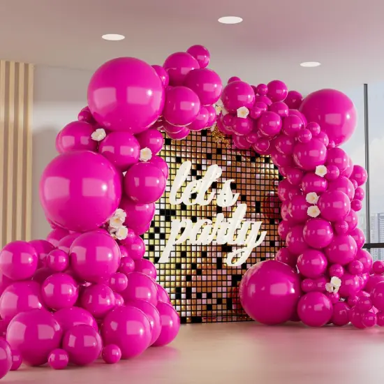 150pcs Hot Pink Balloons Different Sizes Pack (	Hot Pink) {1}