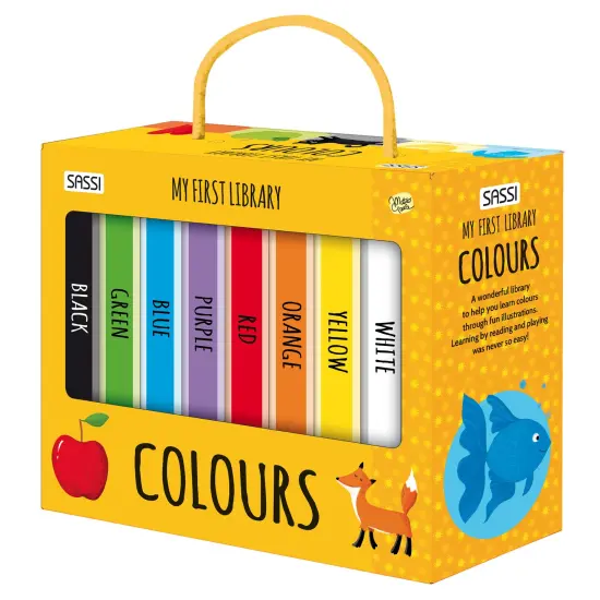 Sassi: My First Library - Colors - 8 Cardboard Mini-Book Set, World Of Colors Illustrated Exploration, Read-Learn-Play, Portable Box, Kids-Toddlers 2+ {1}