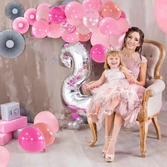 12inch Metallic Dusty Pearl Pastel Baby Hot Pink Balloons (Pink) {2}