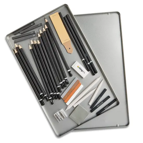 KINGART&reg; Sketching Set in Tin Case , 34 pc {2}