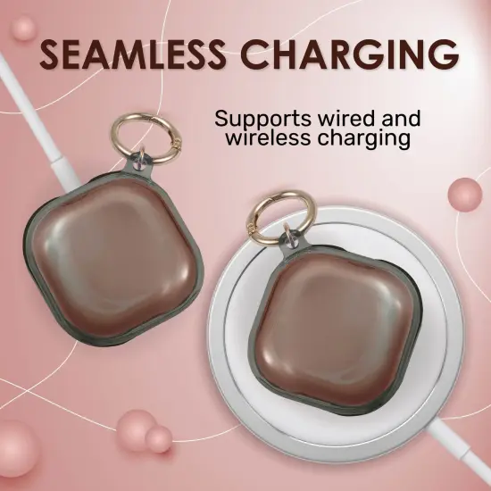 Insten Case For Samsung Galaxy Buds Pro Case (2021) / Galaxy Buds Live Case (2020) Soft TPU Protective Cover with Keychain, Support Wireless Charging, Clear Black {4}