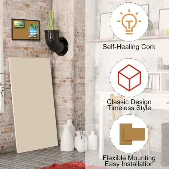 Cork Bulletin Board 17.7"X 13.3", Notice Pin, Ideal for Office(Black Frame) {3}