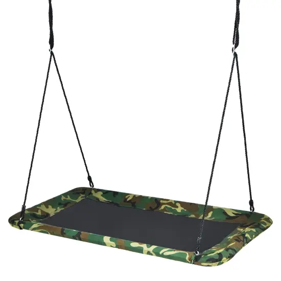 60 Inch Tree Swing with Strong Steel Frame and Oxford Cloth Seat for Garden Yard and Family Fun Green {7}