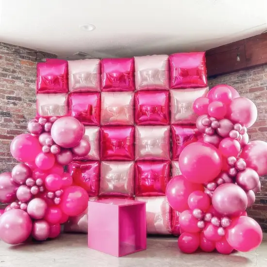 Magenta Hot Pink Flat Square Foil Balloons Tunnel Arch Wall Mylar Balloon(Magenta Hot Pink) {6}