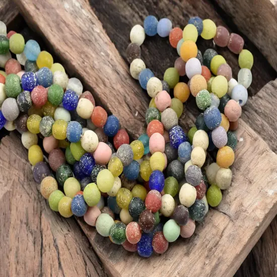 Mixed Pompeii Round Beads (24" Strand) - Indonesian Glass {4}