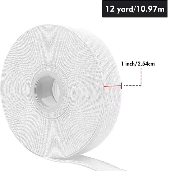 Kitcheniva 1" x 12 Yard Elastic Band Stretch Strap Elastic Cord For Sewing Craft White {1}