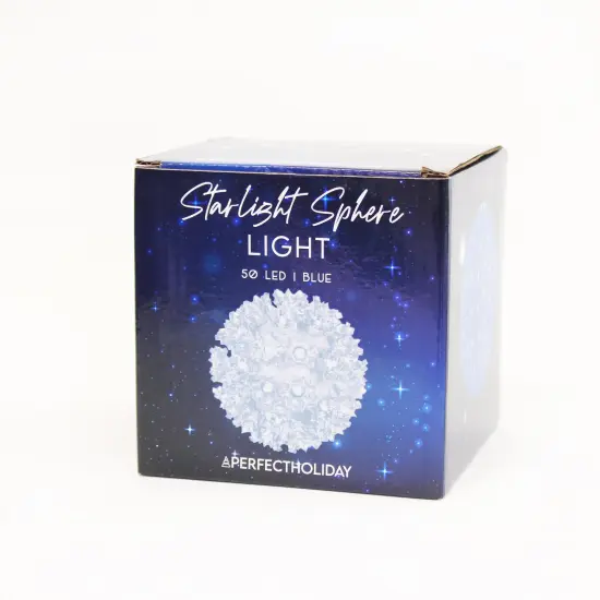 Perfect Holiday Clear Starlight Sphere 50 LED Christmas Lights Blue {7}