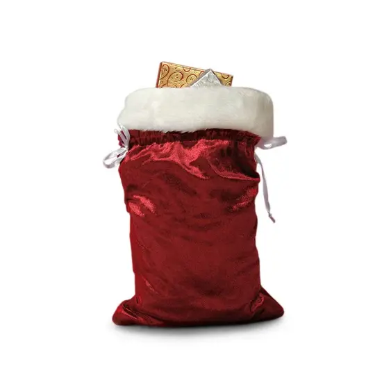 Extra Large Christmas Velvet Gift Bag with Fur Accent 9" x 14" {1}