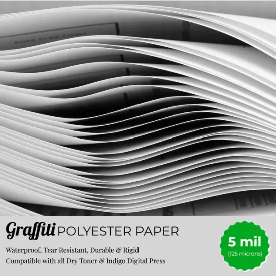 Graffiti Waterproof Papers (Scuff Free) - 5 mil 190 gr Rigid Polyester (White) 50 Sheets {1}