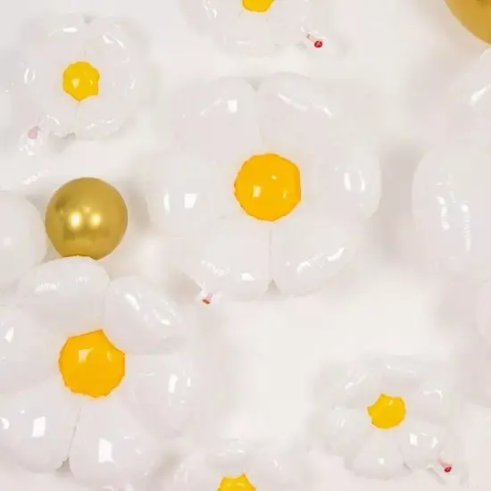 10 White and Yellow Daisy Flower Assorted Mylar Foil BALLOONS Party Decorations {2}