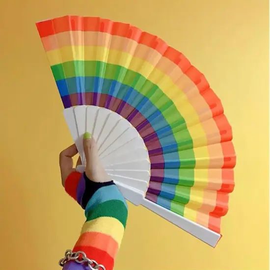 Rainbow Hand Fans, 12 Count, Pride Folding Fans Hand Held, June Party Decoration, Plastic Fan for LGBTQ Pride Party Decoration Foldable Fan {1}