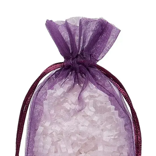 Flat Bottom Organza Bags 3 1/2 '' X 1 '' X 5 1/2 '' for Luxury Gift Wrapping Purple {5}
