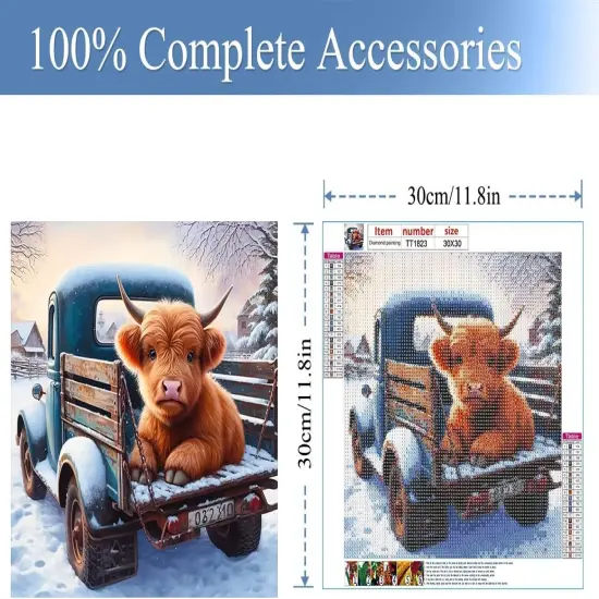 Truck Cow Diamond Painting Kits for Adults DIY 5D Diamond Art Paint with Round Diamonds Full Drill Cow Gem Art Painting Kit for Home Wall Decor Gifts12x12inch {2}