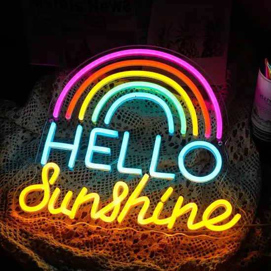 Hello Sunshine Neon Sign LED &ndash; Hello Sunshine Neon Lights for Wall Decor &ndash; Sunshine LED Light Up Sign for Bedroom, Party, Gifts for Friends, Boys, and Girls {4}