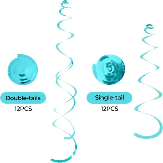 24 PCS Teal Hanging Swirl Decorations {2}