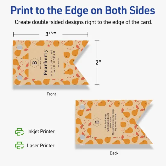 Avery Printable Banner Rectangle Flag Tags, Sure Feed Technology, 2" x 3-1/2", Matte Kraft Brown Cardstock, Print-to-The-Edge, Laser/Inkjet Printable, 80 Total {6}