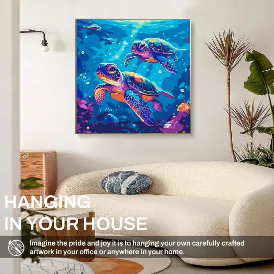 Sea Turtle Paint by Numbers Kit for Kids with Framed- Easy Paint by Numbers Kit for Kids Age 4-12, Simple Painting Paint by Numbers for Gift Home Wall Decor(10x10Inch) {2}